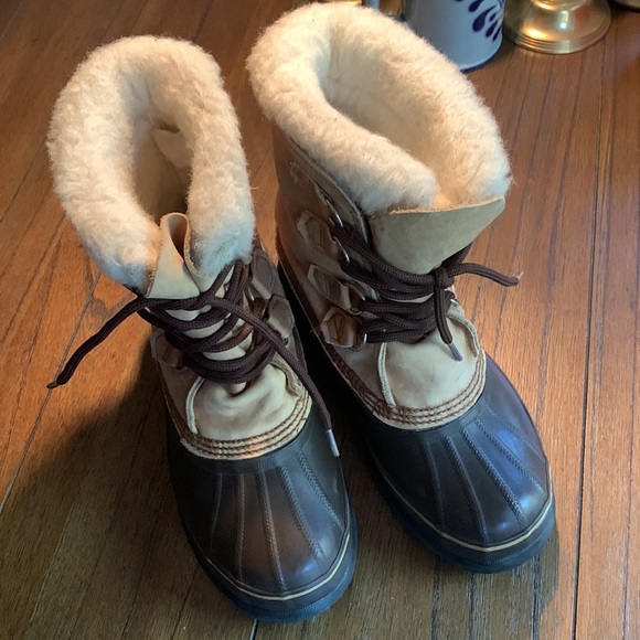 Eddie Bauer / Sorel Leather Fleece Top Snow Boots - Picture 11 of 13